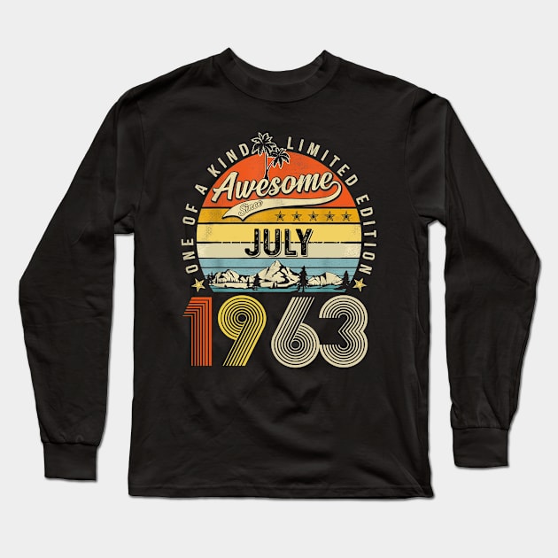 Awesome Since July 1963 Vintage 60th Birthday Long Sleeve T-Shirt by Ripke Jesus